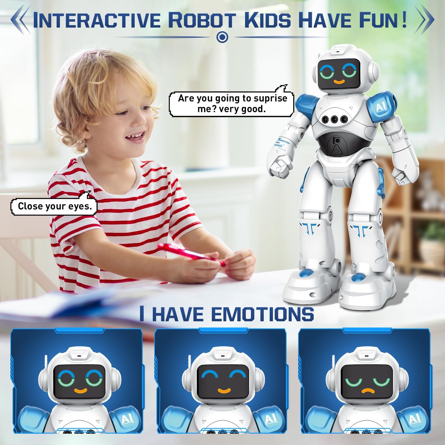 VATOS Robot Toys for Kids - Smart Talking Voice Remote Control Robot