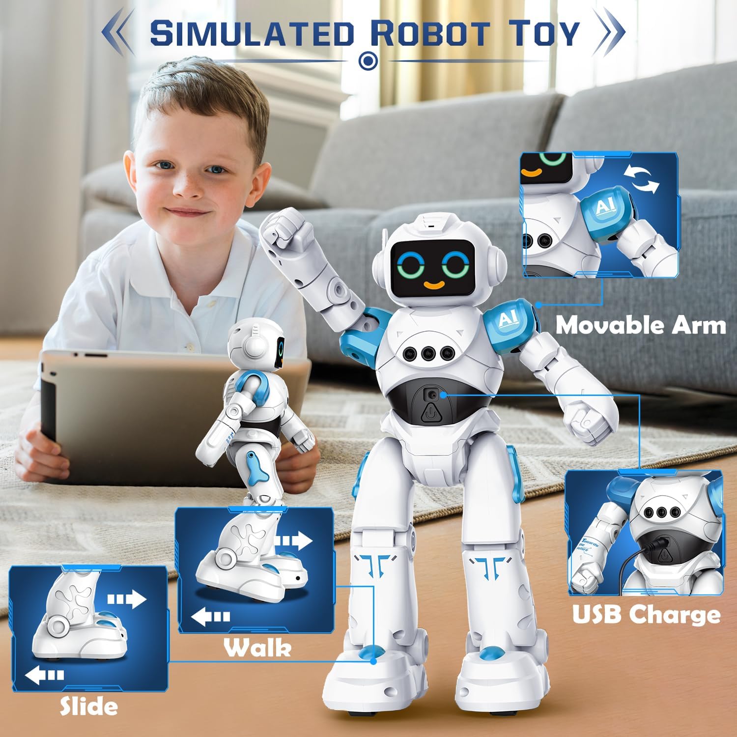 VATOS Robot Toys for Kids - Smart Talking Voice Remote Control Robot